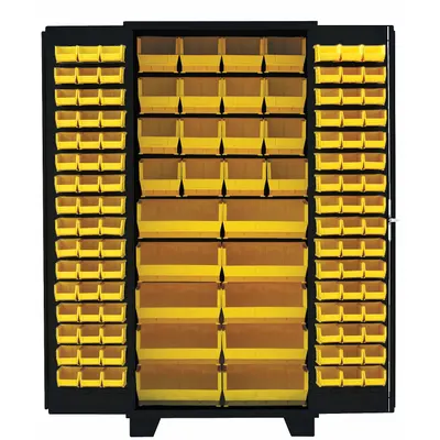 JAMCO Bin Cabinet: 36 in x 24 in 78 in, 0 Shelves, 122 Bins, Yellow, Deep Box - Standard Bin Cabinets