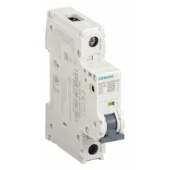 B-Curve, 1-pole miniature circuit breaker rated 15A, 240V AC and 60V DC, with a maximum interrupting rating of 14kA at 240V AC. UL489 listed for DIN rail mounting. Screw clamp terminals. Suitable for branch circuit protection in industrial control panels, lighting, and motor loads.