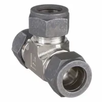 PARKER Compression Tee Fitting: 3/8 in OD x 3/8 in OD x 1/4 in OD Fitting Size, Stainless Steel (MPN 6-6-4 JLZ-SS)