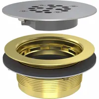 BESTCARE Shower Drain: Round, Brass/Stainless Steel, Satin, 4 1/8 in Overall Dia, 2 in Overall Ht, A (MPN WHPD-2NH)