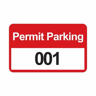 BRADY Parking Permit: Parking Permit, 4 3/4 in Overall Wd, Vinyl, Red, 2 3/4 in Card Ht - Parking Hangers