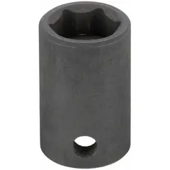 SAE 6-point impact socket with 3/8" drive and 7/16" socket size. Standard profile, not thin-wall. Manganese phosphate finish. For use with impact wrenches on hex fasteners in automotive, equipment, and industrial applications.