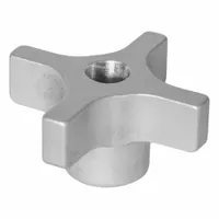 JW WINCO Quick Release Hand Knobs: 4 Point, Aluminum, 5/16"-18 Thread, 1.5 in Dia (MPN 5TFR1A)