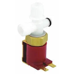 Plastic solenoid valve ganged assembly for wash fountain systems. Controls water flow to multiple stations. Replacement part for cartridge and mixing valve assemblies.