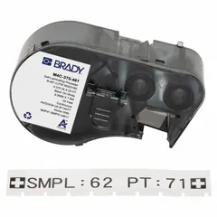 Thermal transfer continuous label roll cartridge for M511 printer series. 25 ft length, 3/8 in width, cryogenic autoclavable polyester material, black print on white background. Designed for labeling 0.6 mL vials and tubes in laboratory and biobanking applications requiring resistance to extreme temperatures and autoclave cycles.