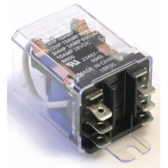 Control relay for HVACR systems, used to switch electrical loads such as compressors, fans, and pumps. Suitable for replacement in commercial and industrial heating, ventilation, air conditioning, and refrigeration equipment.