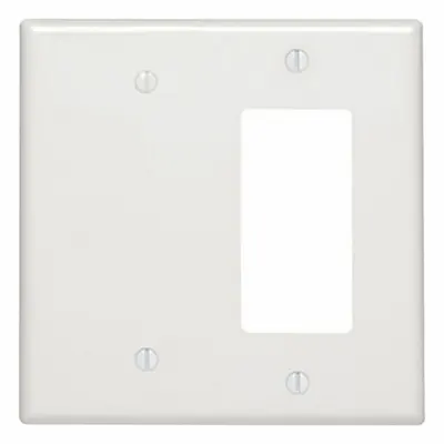 LEVITON Wall Plate: Combo, 2 Gang, White - Combination Wall Plates