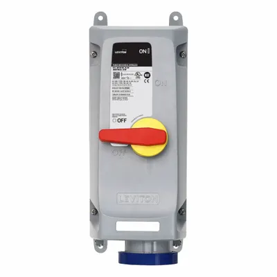 LEVITON Mechanical Interlock: 240V AC, Three Phase, 60 A, 3 Pole - Fused Washdown-Rated Interlocks
