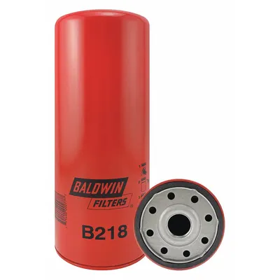 BALDWIN FILTERS Oil Filter: B218, 1 1/8"-16 Thread Size, 10 7/16 in Overall Ht - Spin-On Oil Filters