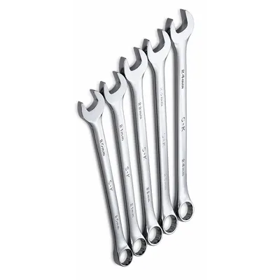 SK PROFESSIONAL TOOLS Combination Wrench Set: Alloy Steel, Chrome, 5 Tools - Metric 12-Point Combination Wrench Sets