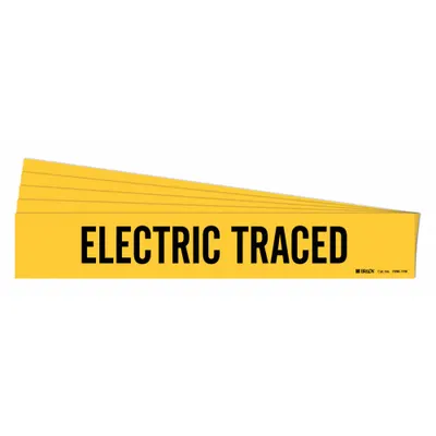 BRADY Pipe Marker: Electric Traced, Yellow, Black, Fits 8 in and Larger Pipe O.D. - Electric Traced Adhesive Pipe Markers
