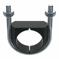 Steel vibration dampening U-bolt with 3/8"-16 thread, designed for 1 1/2 in pipe. Inside height 2 7/16 in. Used to secure piping while reducing vibration and noise in HVAC, plumbing, and process piping systems.