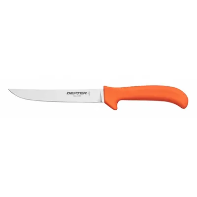 DEXTER RUSSELL Boning Knife: Wide Stiff, 11 in Overall Lg, Steel Blade, Orange Handle - Boning Knives
