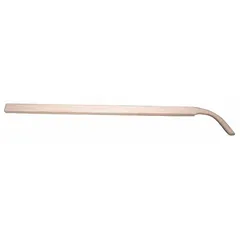 This wood walking plow handle is 56 inches long with a red finish. It is designed as a replacement handle for walking plows used in manual ground-breaking and furrow-cutting for gardening and small-scale farming.