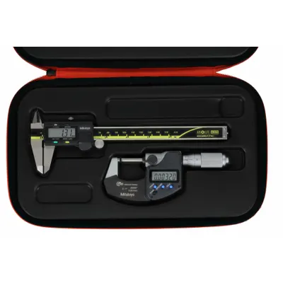 MITUTOYO Precision Measuring Tool Kit: 3 Pieces, Digital Caliper - Caliper & Micrometer Precision Measuring Tool Kits