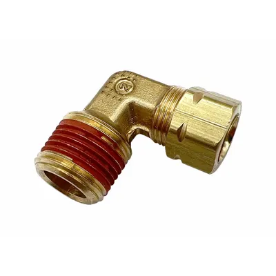 PARKER Compression Fitting Adapter: 1/2 in OD x 3/8 in Pipe Fitting Size, Compression x MNPT - Self-Aligning Brass Compression Fittings
