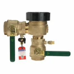Pressure vacuum breaker with FNPT x FNPT connections for water media. Rated for high health hazard applications, operating from 33°F to 140°F. Used in backflow prevention assemblies to protect potable water supplies.