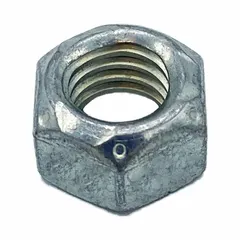 Steel top lock hex nut designed as a replacement part for sprayer booms. Compatible with FIMCO models TC-10-P and TC-15-HP. Used to secure components during assembly in agricultural spraying operations.