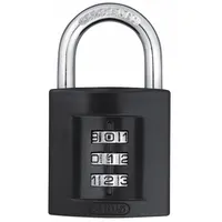 ABUS Combination Padlock: Scrolling Combo, Black, Zinc Die-Cast, Std Shackle, Steel Shackle (MPN 158/40)