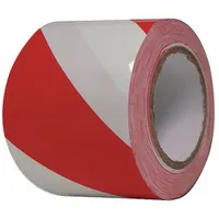 Floor Marking Tape: Gen Purpose, Striped, Red/White, 3 in x 108 ft, 8 mil Tape Thick