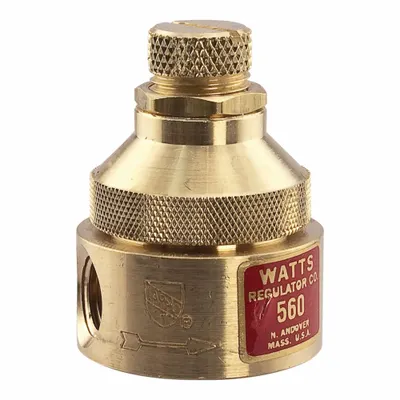 Watts Pressure Regulator: FNPT x FNPT, 1/8 in Pipe Size, Brass, 0 psi to 25 psi - Standard Capacity Water Pressure Regulators