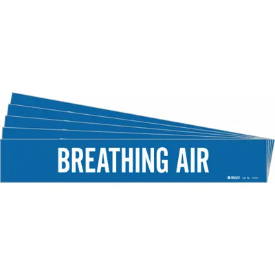 BRADY Pipe Marker: Breathing Air, Blue, White, Fits 2 1/2 to 7 7/8 in Pipe O.D. - Breathing Air Adhesive Pipe Markers