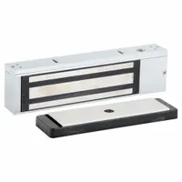 This DYNALOCK single-door magnetic lock from the Series 2000 is constructed with an aluminum housing. It measures 11 inches in length, 1 1/2 inches in width, and 2 3/4 inches in height, with an instantaneous release delay. Commonly used in access control systems for securing doors in commercial and institutional settings