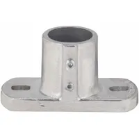 Structural Pipe Fitting: Round Base Flange, Rectangle, 1 1/4 in For Pipe Size, Aluminum, Gray (MPN 46-7)