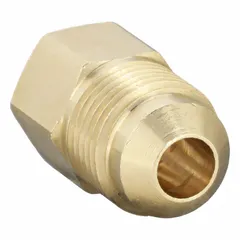 This brass flared tube coupling is designed for 45-degree flare connections in fluid systems. It joins two tubes of 3/8 in OD and 1/4 in OD, meeting SAE J512 standards. Suitable for use in hydraulic, pneumatic, and instrumentation lines where a reliable mechanical seal is required.