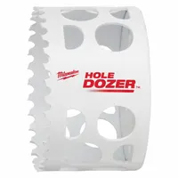 This bi-metal hole saw cuts through wood, metal, and plastic. With 3.5 teeth per inch and a 1-5/8 in maximum cutting depth, it is suited for electrical, plumbing, and HVAC installations. Sold without arbor