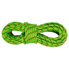Static kernmantle rope with 1/2 in diameter, 300 ft length, and 1,010 lb working load limit. Constructed from nylon for minimal elongation under load. Suitable for rope access, rescue operations, and confined-space work where controlled positioning is required.