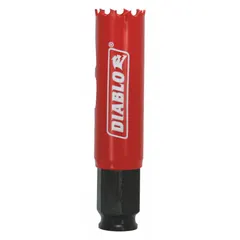This 7/8-inch diameter bi-metal hole saw features 4 teeth per inch and a maximum cutting depth of 2 3/8 inches. Designed for cutting through wood, metal, and plastic, it is suitable for electrical, plumbing, and HVAC installations. The Snap-Lock Plus™ technology enables secure arbor attachment.