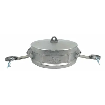OEM Dust Cap: 5 in Coupling Size, 75 psi Max. Working Pressure @ 70 F, 3 1/4 in Overall Lg - Type DC Stainless Steel Cam & Groove Dust Caps