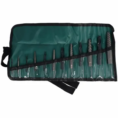 CLEVELAND Screw Extractor Set: 12 Pc, Spiral Flute, Size #1/#2/#3/#4/#5/#6 - Spiral-Flute Extractor & Drill Bit Sets