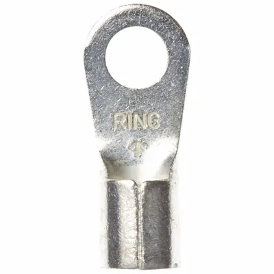 3M Ring Terminal: Bare, 1/4 in Stud Size, 6 AWG to 6 AWG Wire Sizes, 1,000 V - Non-Insulated Ring Terminals