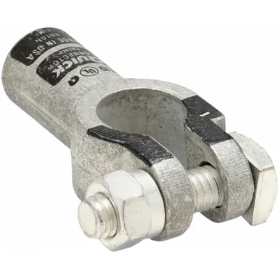 QUICKCABLE Battery Terminal: Straight, Crimp, 1/0 ga, Black Color, Negative - Straight Alignment