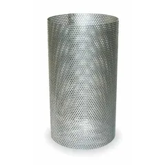 This replacement Y strainer screen is designed for use in industrial piping systems to filter particulates from steam, water, or process fluids. It features a 0.045 in perforated screen size, constructed from 304 Stainless Steel, with a Compressed Non-Asbestos seal material. The manufacturer part number is 4 781 cs replacement screens.