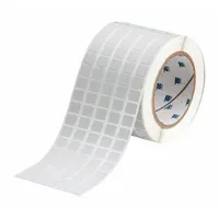 Pre-Cut Label Stock Roll: 7/16 in x 1/2 in, 3 11/32 in x 7/16 in, Metalized Polyester, Gray (MPN THT-12-428-10)