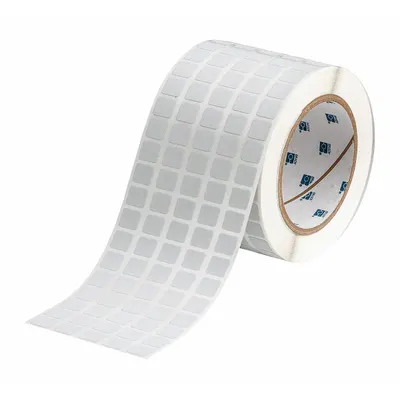 BRADY Pre-Cut Label Stock Roll: 7/16 in x 1/2 in, 3 11/32 in x 7/16 in, Metalized Polyester - Brady Precut Label Rolls