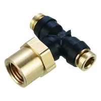Push-Fit Tee Fitting: 1/4 in OD x 1/4 in OD x 1/4 in Pipe Fitting Size, Brass, Adapter (MPN 377PTCR-4-4)