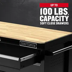 This heavy-duty rolling tool cabinet measures 52 inches wide by 18 inches deep by 37.5 inches high and features 7 drawers. It provides mobile storage for tools and equipment in workshops, garages, and industrial facilities.