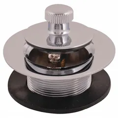 Zinc Bathtub Drain Stopper, Lift and Turn, Threaded, Chrome, 1-3/8 in