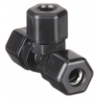 PARKER Compression Tee Fitting: 1/4 in OD x 1/4 in OD x 1/4 in OD Size, Polypropylene (MPN P4TU4)