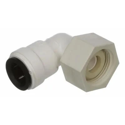 WATTS Push-Fit Elbow Fitting: 1/2 in OD x 3/4 in OD Size, Push-to-Connect x Closet - Polysulfone Push-to-Connect Tube Fittings