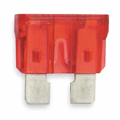 Fast-acting blade fuse rated 10 A at 32 V DC. Non-indicating design with standard profile for general-purpose overcurrent protection in automotive electrical systems. Supplied as a 5-pack.