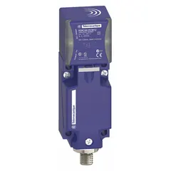Rectangular inductive proximity sensor with built-in connector, unshielded, PNP output. Operates on 12-48V DC supply. Used for non-contact detection of metal objects in industrial automation, such as position sensing, part detection, and conveyor monitoring.