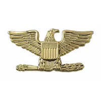 HEROS PRIDE Metal Rank Insignia: Col. Eagle, 1 in, Gold, Metal, Pin and Safety Catch, 1 PR (MPN 4428RG)