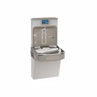 ELKAY Drinking Fountain with Bottle Filler: On-Wall, 8 gph @ 50°F, Vinyl Clad Steel, Gray (MPN LZS8WSLP)