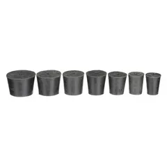 Rubber Stopper Set, Natural Rubber, Black, Sizes 00-7, 25 mm Height, Autoclavable