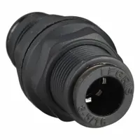 This push-fit union fitting connects two 5/16 in OD tubes in pneumatic or fluid-power systems. Made of fiberglass-reinforced nylon, it provides a leak-free joint without tools. Suitable for applications requiring quick assembly and disassembly